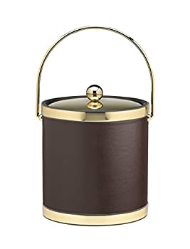 【中古】【輸入品・未使用】Kraftware corp. Sophisticates with Polished Gold 3-quart Ice Bucket withメタルカバー バンドとベールハンドル 3クォート ブラウン 50368