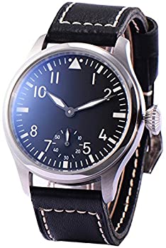 【中古】【輸入品・未使用】46mm メンズ Seagull 6497 メカニカル手巻きアーミーウォッチ レザーストラップ ブラック夜光ダイヤル ブラックレザー