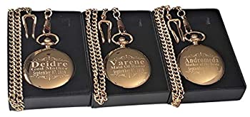 【中古】【輸入品・未使用】カスタム刻印ポケットウォッチ3個ギフトセット 男女兼用 ? 新郎付き添い人 チェーンとボックス付き ? 刻印入り ウェディングセット ...