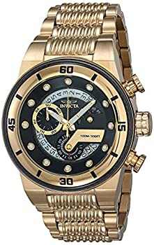 Invicta 25282メンズs1ラリーブラックカーボンファイバーダイヤルイエローゴールドスチールブレスレットクロノグラフウォッチ