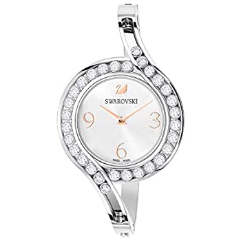 【中古】【輸入品・未使用】SWAROVSKI クリスタル 本物 ラブリークリスタル バングルウォッチ メタルストラップ シルバートーン ハイクラスストーン スタッズ スイス製 時計