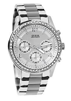 【中古】【輸入品・未使用】GUESS u13593L1 chronograph silver dial stainless steel bracelet women watch NEW