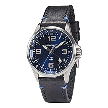 【中古】【輸入品・未使用】Torgoen T9 サンレイ ブルー GMT パイロットウォッチ メンズ スイスクォーツ ミネラルクリスタル ブラックレザーストラップ付き