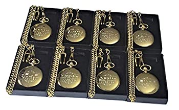 【中古】【輸入品・未使用】ゴールド光沢刻印懐中時計 8個セット ウェディング用ギフトボックス8個セット 新郎付き添い人へのギフトに チェーンとボックス付き 刻印...
