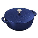 【中古】【輸入品・未使用】Staub 鋳鉄 3.75クォート エッセンシャル フレンチオーブン リリー蓋付き - ダークブルー