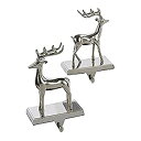 【中古】【輸入品・未使用】Metal Silver Reindeer Stocking Holder Set Of 2