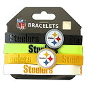 【中古】【輸入品・未使用】NFL ユニセックス NFLスポーツチームロゴ シリコンゴム リストバンド ブレスレット 4セット One Size ブラック