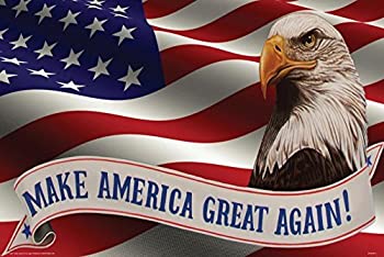 Buyartforless イーグルと旗 Make America Great Again スローガン Darryl Vlasak 36x24 アートプリントポスター USA アメリカ愛国心