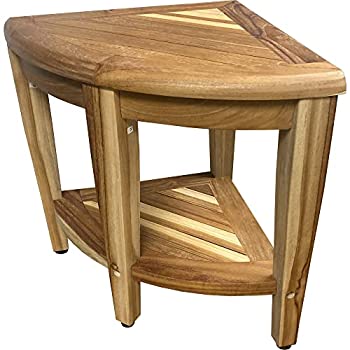 【中古】【輸入品・未使用】EcoDecors Oasis チークコーナーシャワーベンチ シェルフ付き 長さ16インチ x 幅16インチ x 高さ18.5インチ ナチュラル