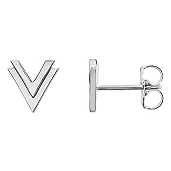 【中古】【輸入品・未使用】8?x 8?mm (5?/16インチ) ポリッシュ14?KホワイトゴールドSmall Double ' V 'イヤリング