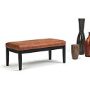 【中古】【輸入品・未使用】Simpli Home AXCOT-268-DSB Lacey 43 inch Wide Contemporary Rectangle Tufted Ottoman Bench in Distressed Saddle Brown Faux Air Leather 14