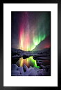 【中古】【輸入品・未使用】Aurora Over The Jokulsarlonラグーンアイスランド写真ポスター 12x18インチ Framed Matted in Black Wood 20x26 inch ブラック 288099