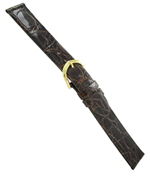 【中古】【輸入品・未使用】17?mm T & C純正クロコダイルダークブラウン時計バンドストラップロング
