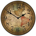 【中古】【輸入品・未使用】Vincenzo 世界地図 壁掛け時計 8サイズあり ほとんどのサイズは2〜3日で発送 静音 18-Inch Vincenzo Wor...