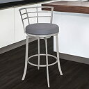 yÁzyAiEgpzArmen Living Viper 26%_uNH[e% Counter Height Swivel Barstool in Grey Faux Leather and Brushed Stainless Steel Finish 141msAn