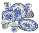 【中古】【輸入品・未使用】Tudor ロイヤルコレクション 24ピース プレミアム品質 磁器食器セット 6人用 ビクトリアブルー 10種類のデザインをご覧くださ...