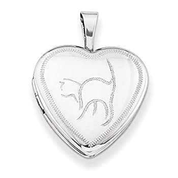 【中古】【輸入品・未使用】ロジウムメッキ スターリングシルバー エッチング キャット ハート ロケットネックレス 18インチ 【中古】【輸入品・未使用】ロジウムメッキ スターリングシルバー エッチング キャット ハート ロケットネックレス 18インチ