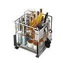 【中古】【輸入品・未使用】引き出し式オーガナイザー 正方形 ステンレススチール キッチン プルバスケット 調味料バスケット キッチン キャビネット 引き出しタイ...