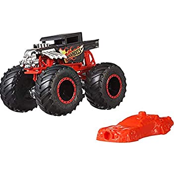 【中古】【輸入品・未使用】Hot Wheels モンスタートラック 1:64スケール ボーンシェイカー クラッシュ可能 車 6/75 ブラック/レッド