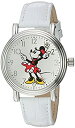 yÁzyAiEgpzDisney Minnie Mouse Women's Silver Vintage Alloy Watch%J}% White Leather Strap%J}% W002759