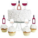 【中古】【輸入品・未使用】But First Wine デザートカップケーキトッパー ワインテイスティングパーティークリアトリートピック 24個セット