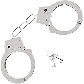 【中古】【輸入品・未使用】Skeleteen 鍵付きメタル手錠 - おもちゃの警察コスチューム小道具 アクセサリー メタルチェーン 手錠 安全リリースと鍵付き