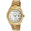 【中古】【輸入品・未使用】[プジョー] Peugeot 腕時計 Men's '14K All Gold Plated Day Date Roman Numeral Stainless Steel Big White Face Fluted ...