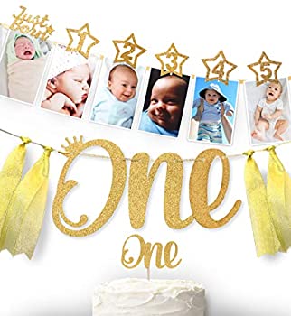 šۡ͢ʡ̤ѡ1st Birthday Glitter Decorations - Monthly Milestone Phot...