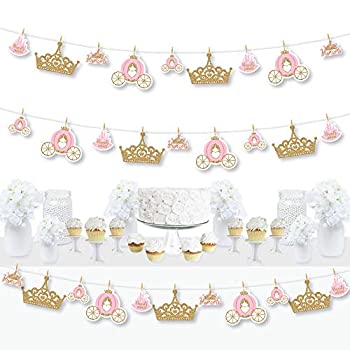 【中古】【輸入品・未使用】Big Dot of Happiness Little Princess Crown ピンクとゴールド プリンセス ベビーシャワー 誕生日パーティー DIY デコレーション 洗濯ばさみ ガ