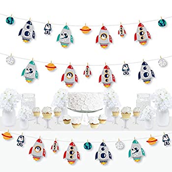 【中古】【輸入品・未使用】Big Dot of Happiness Blast Off to Outer Space - ロケットシップ ベビーシャワー 誕生日パーティー DIYデコレーション - 洗濯バサミガーランド