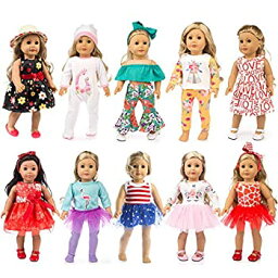 【中古】【輸入品・未使用】ZQDOLL 女の子の人形用の服 アメリカ人の18インチ人形の服とアクセサリー 19点セット 10点の洋服完全セットを含む