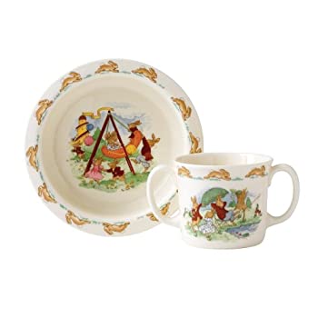 (2-PIECE BABY SET (BOWL & TWO HANDLED MUG)) - Royal Doulton 07001800 Bunnykins Baby Dinnerware Set%カンマ% Assorted Motifs