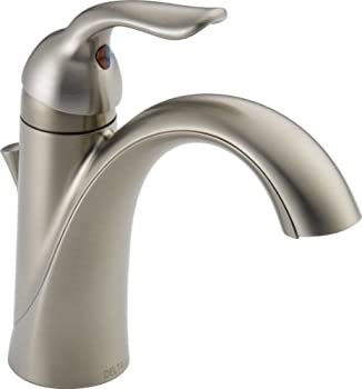 Delta Faucet Lahara シングルホールバスルーム蛇口 つや消しニッケル シングルハンドルバスルーム蛇口 ダイヤモンドシールテクノロジー 排水ア