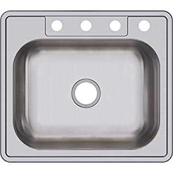 【中古】【輸入品・未使用】Elkay D125224 Dayton 25-Inch by 22-Inch Stainless Steel Single Bowl Four-Hole Kitchen Sink%カンマ% Satin Finish by Elkay [並行輸入品]