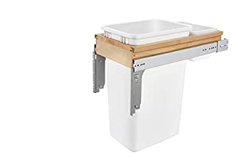 šۡ͢ʡ̤ѡRev-A-Shelf - 4WCTM-1550DM-1 - Single 50 Qt. Pull-Out Top Mount Wood and White Waste Container for 1-1/2 in. Face Frame Cabinet by Rev-