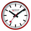 【中古】【輸入品・未使用】MONDAINE (モンディーン) 掛け時計 ウォールクロック レッド A990.CLOCK.11SBC