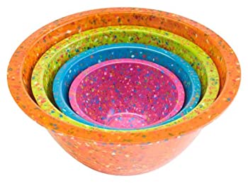 【中古】【輸入品・未使用】Zak! Designs Confetti Mixing Bowls (4 Piece Set)%カンマ% Durable and BPA-free Melamine%カンマ% Assorted Orange by Zak Designs