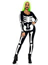 【中古】【輸入品・未使用】LEG AVENUE(レッグアベニュー) グロウイン ザ ダーク スケルトンキャット スーツ コスチューム ブラック/ホワイト レディ...