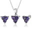 šۡ͢ʡ̤ѡSimulated Alexandrite Pendant Earrings Set Sterling Silver 10.75 Carats Tri Flower Cut