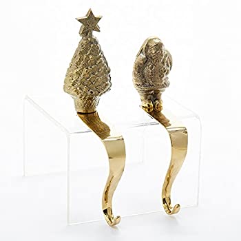 【中古】【輸入品・未使用】Brass Santa And Christmas Tree Stocking Hanger Set Of 2