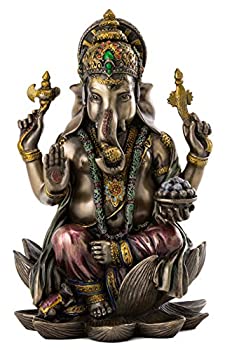 【中古】【輸入品 未使用】Ganesh (Ganesha) Hindu Elephant God of Success Real Bronze Powder Cast Statue カンマ 7 1/4-inch by Veronese