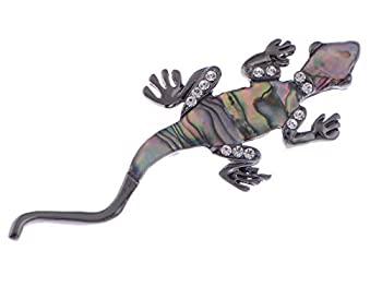 【中古】【輸入品・未使用】Alilang リザードブローチピン ガンメタル 透明クリスタルカラーラインストーン アバロン 【中古】【輸入品・未使用】Alilang リザードブローチピン ガンメタル 透明クリスタルカラーラインストーン アバロン