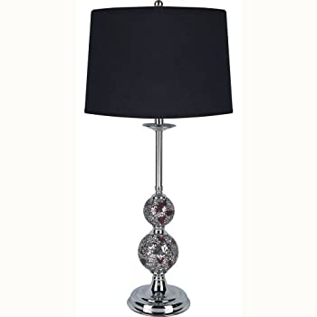 【中古】【輸入品・未使用】Ore International 31142ビクトリア朝スタイルガラステーブルランプ、シルバーとブラック
