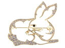 【中古】【輸入品・未使用】アリランゴールデントーンクリアクリスタル色付きラインストーンカットアウトBunnyウサギブローチピン