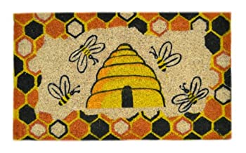 【中古】【輸入品・未使用】Imports Decor Decorated Coir Doormat%カンマ% Beehive Design%カンマ% 18-Inch by 30-Inch　玄関　マット