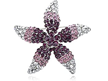 【中古】【輸入品・未使用】アリランWomens Silvery Tone Ombreパープルラインストーン花柄ヒトデ花ブローチピン 【中古】【輸入品・未使用】アリランWomens Silvery Tone Ombreパープルラインストーン花柄ヒトデ花ブローチピン