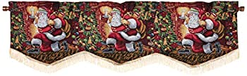 【中古】【輸入品・未使用】(Santa Claus Design) - Violet Linen Seasonal Santa Claus Design Window Valance