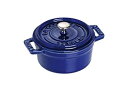 【中古】【輸入品 未使用】staub ストウブ 「 ミニ ピコ ココット ラウンド グランブルー 10cm 」 小さい 両手 鋳物 ホーロー 鍋 IH対応 【日本正規販売品】 La Cocotte Ro