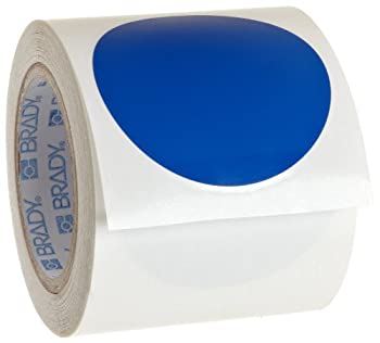 šۡ͢ʡ̤ѡBrady ToughStripe Nonabrasive Dot Shaped Floor Marking Tape%% 3.5 Diameter%% Blue%% Prespaced (Pack of 350 Per Roll) by Brady