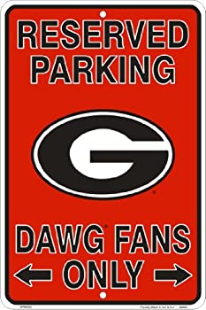 【中古】【輸入品・未使用】Hangtime Georgia Bulldogs Fans Reserved Parking Sign メタル 8 x 12 エンボス加工